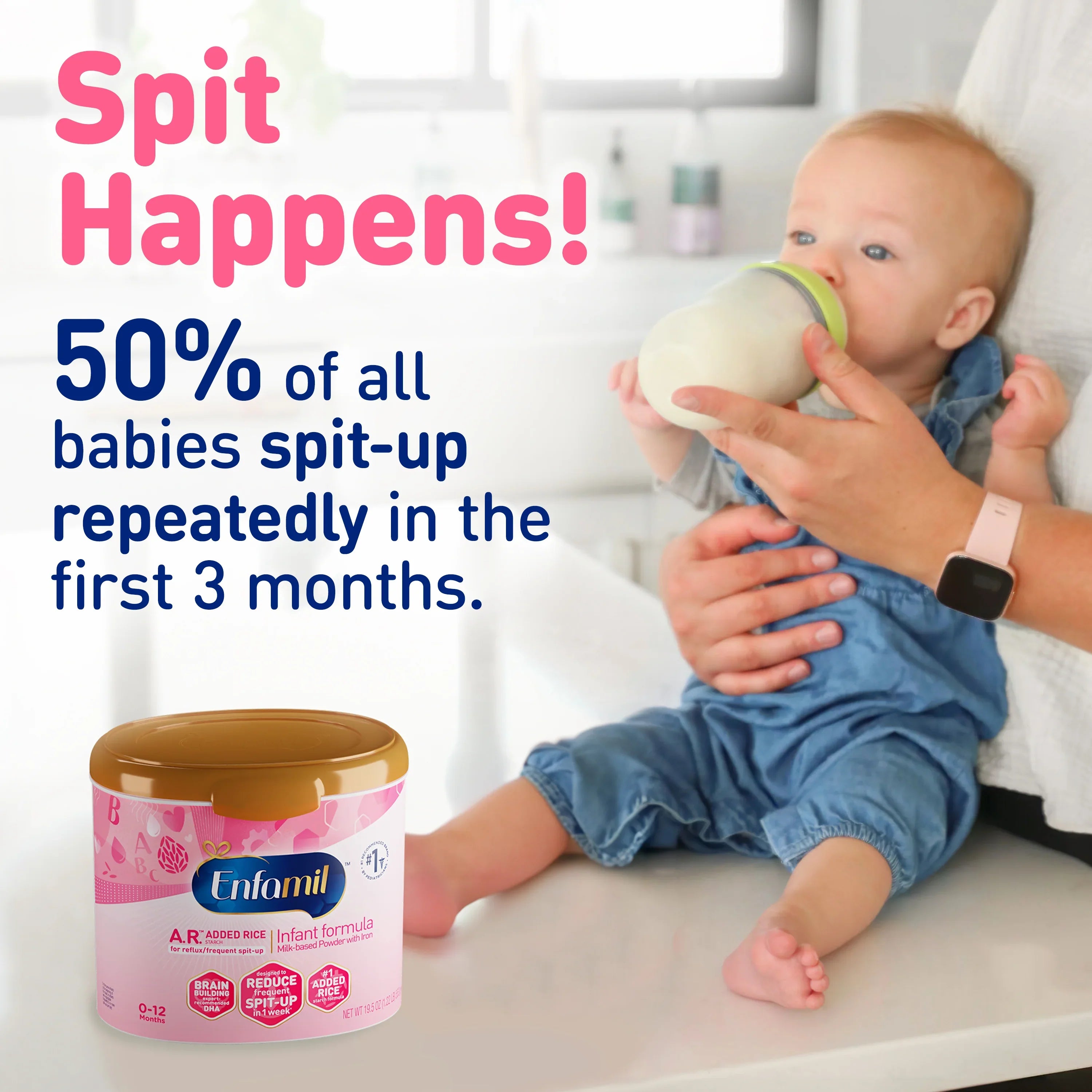 Enfamil A.R. Infant Formula with Added Rice - Ready to Use 2 oz Bottles for Spit-Up Relief