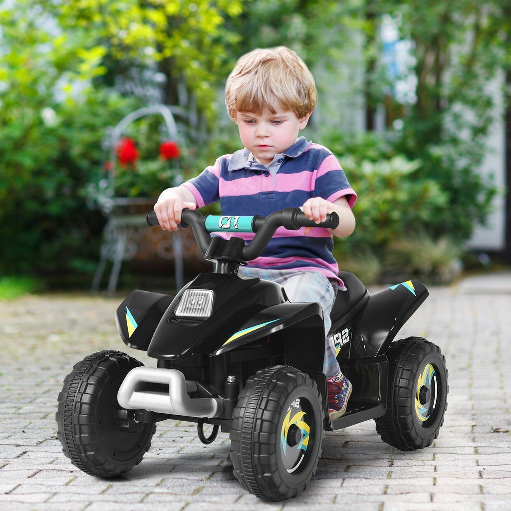 6V Kids Electric ATV Ride-On Toy - 4 Wheel Battery Powered Quad - Black