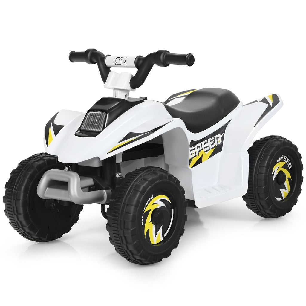 6V Kids Electric ATV Ride-On Toy - 4 Wheel White Battery Powered Quad