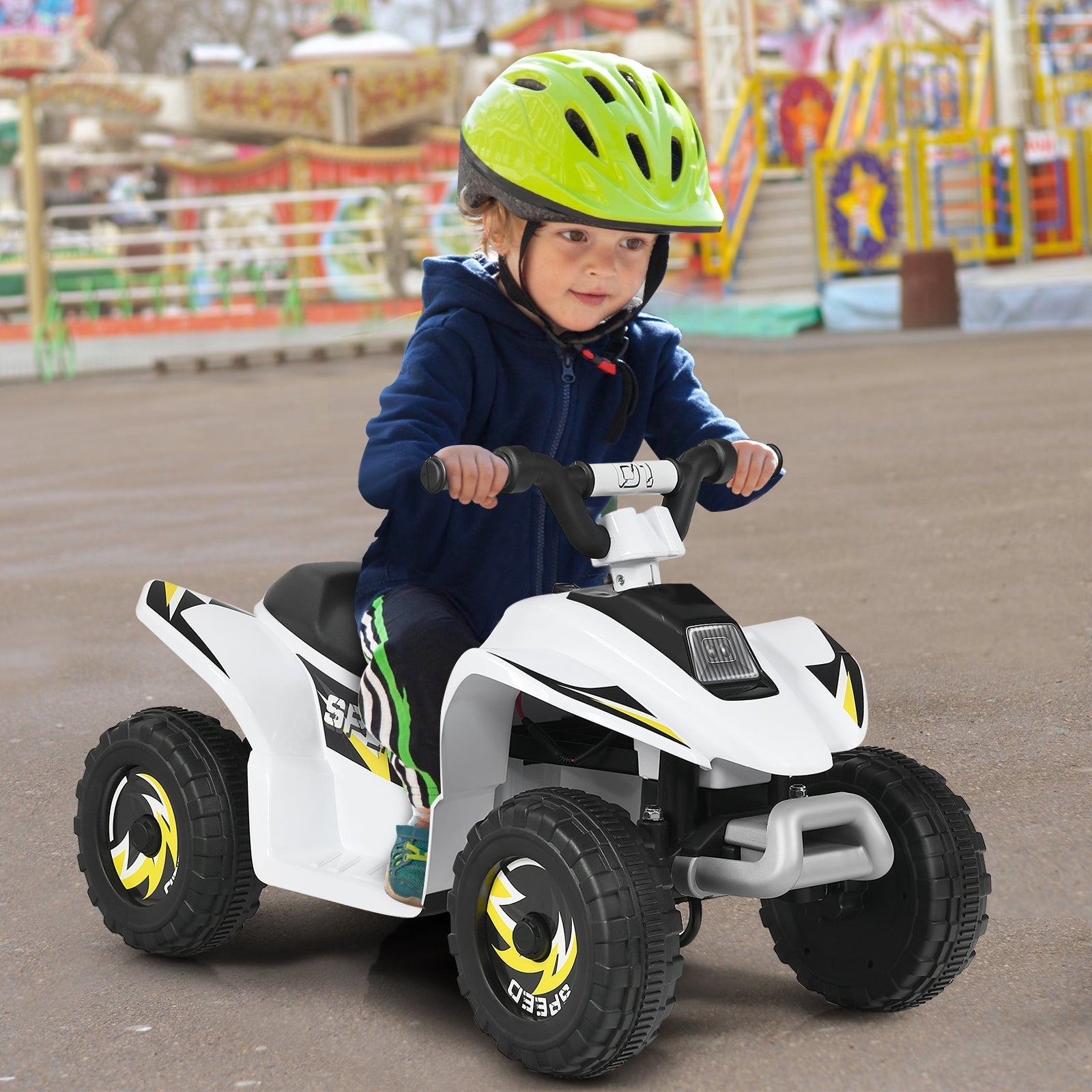 6V Kids Electric ATV Ride-On Toy - 4 Wheel White Battery Powered Quad