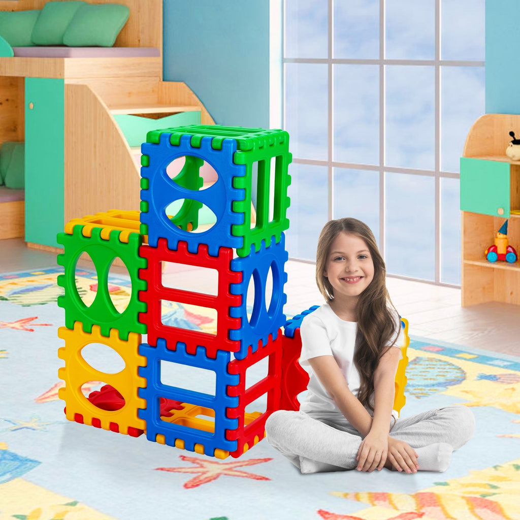 32-Piece Waffle Block Building Set - Educational STEM Toy for Kids