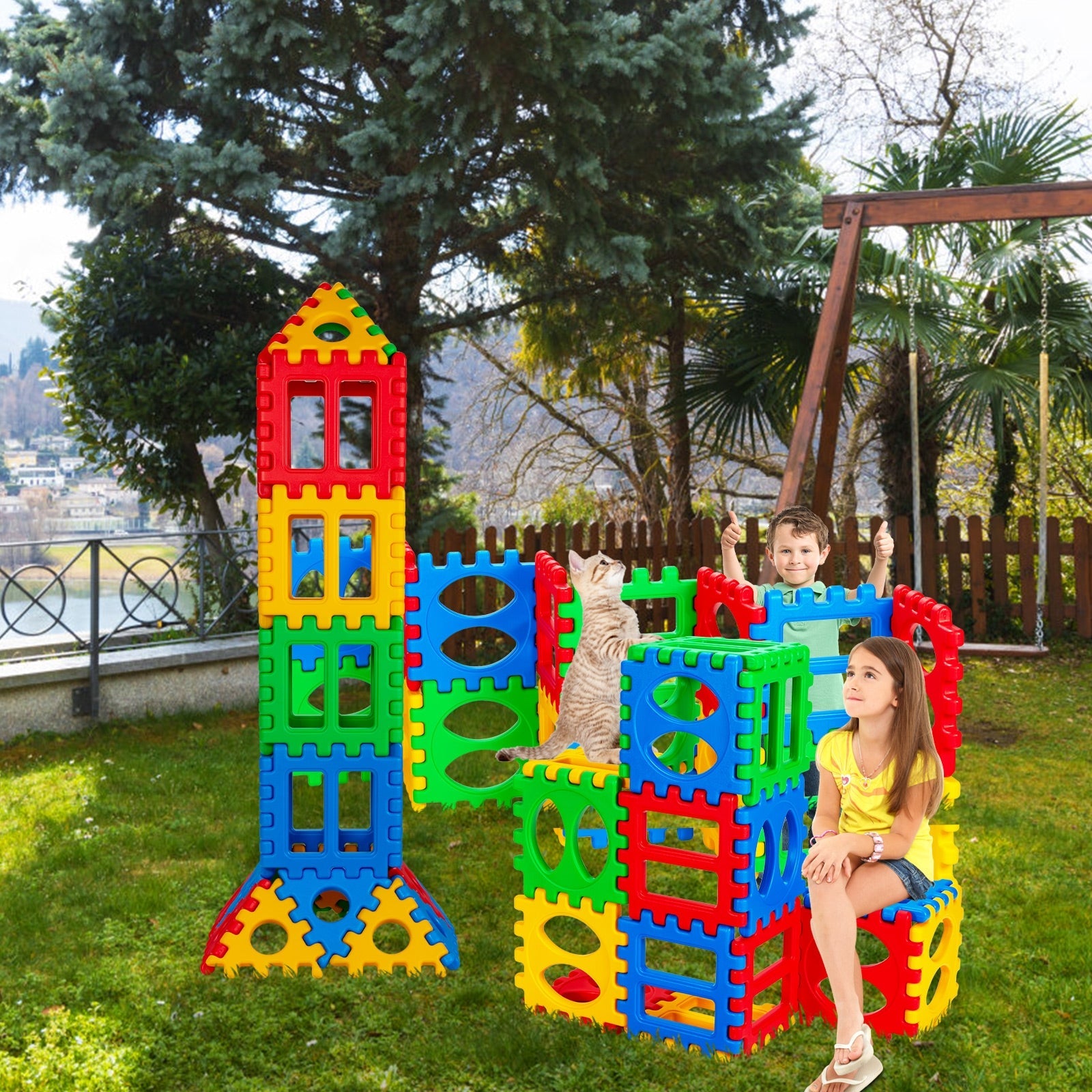 32-Piece Waffle Block Building Set - Educational STEM Toy for Kids
