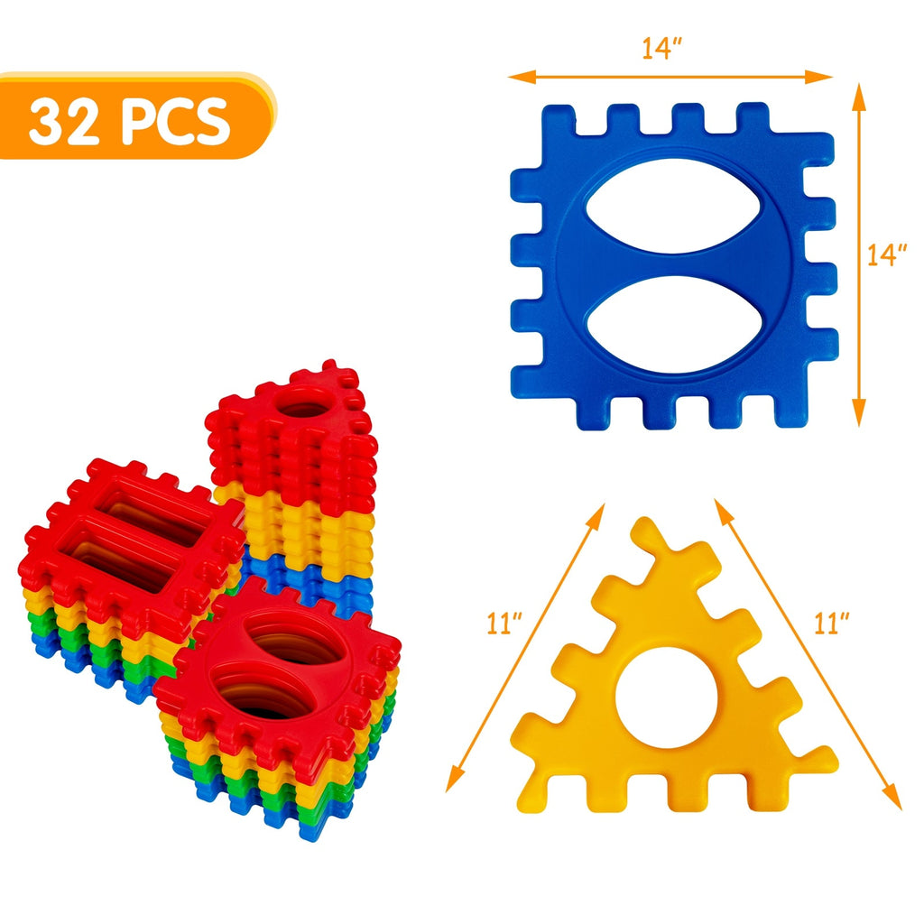 32-Piece Waffle Block Building Set - Educational STEM Toy for Kids