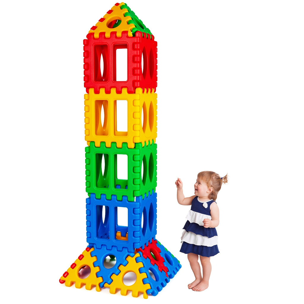 32-Piece Waffle Block Building Set - Educational STEM Toy for Kids